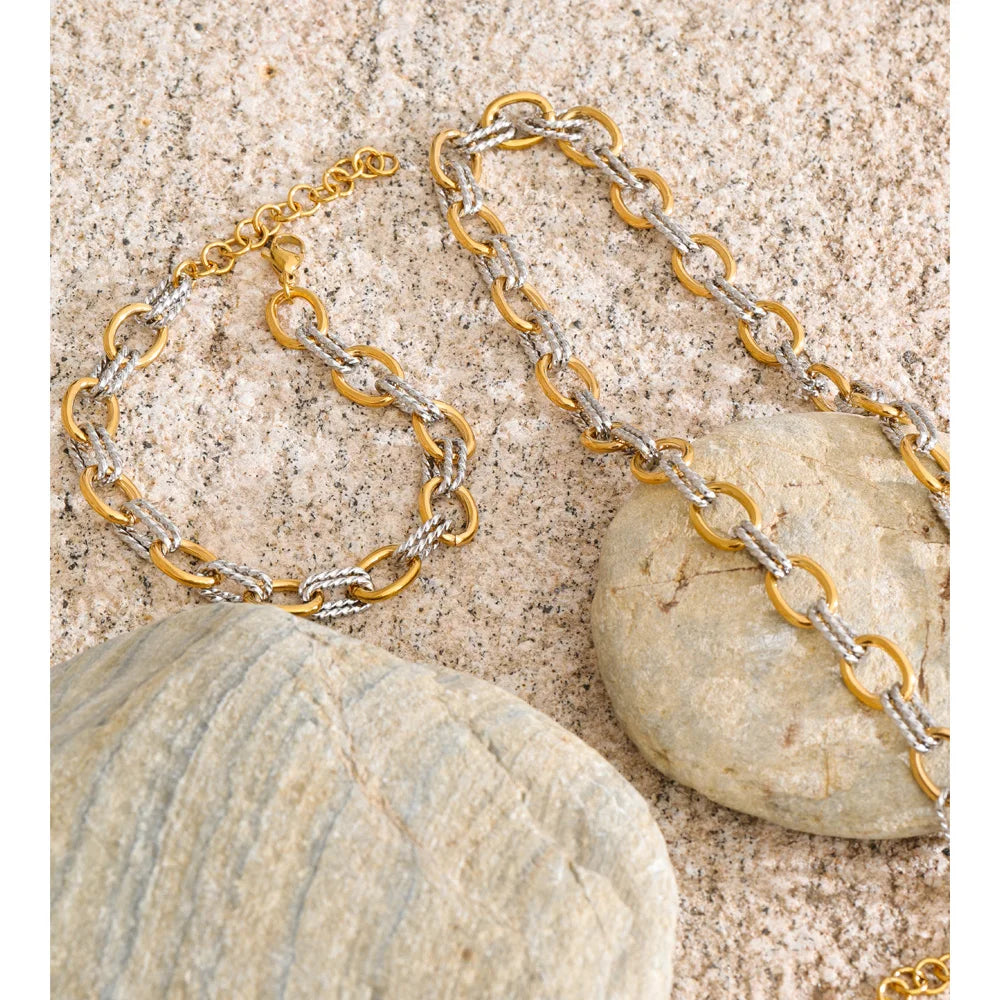 Yhpup Stainless Steel Metal Handmade Chain Statement Necklace Bracelet 2026 PVD Plated Waterproof Popular Statement Jewelry