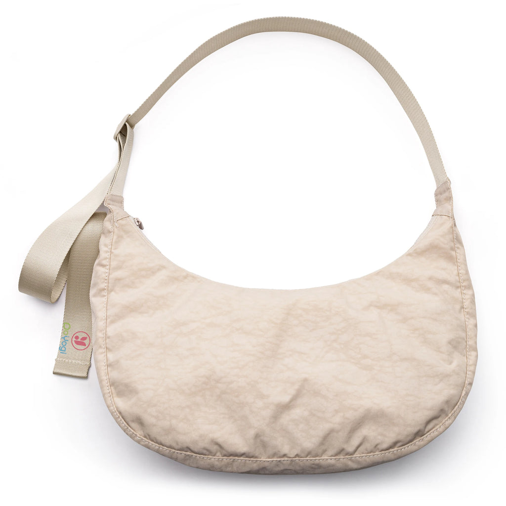 Nylon Medium Crescent Bag for Women Men,Crossbody Bag with Adjustable Strap&Dual Interior Zip Pocket Casual Daily Shoulder Bag