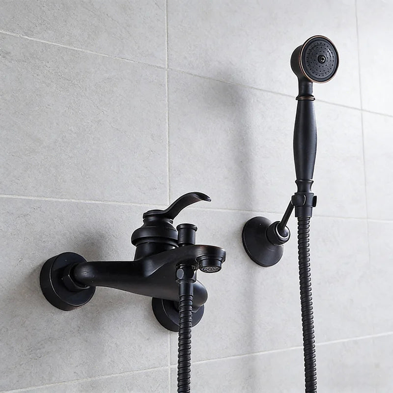 MOLI Wall mounted antique brass bronze brushed bathtub faucet with hand shower bathroom shower faucets torneiras 8306