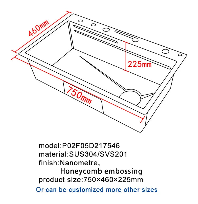 Light Emitting Diode Digital Nano Handmade Modern Single Slot Stainless Steel Waterfall Multifunctional Smart Kitchen Sink