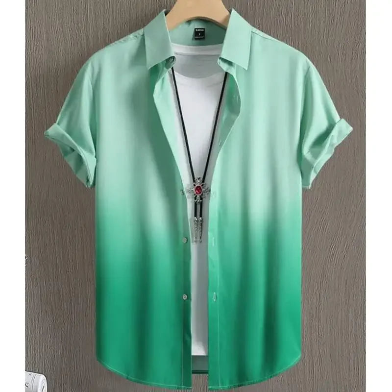 2026 Hawaiian Men'S Shirt 3d Gradient Printing Loose Oversized Shirts and Blouses High-Quality Clothing Beach Party Sweatshirts
