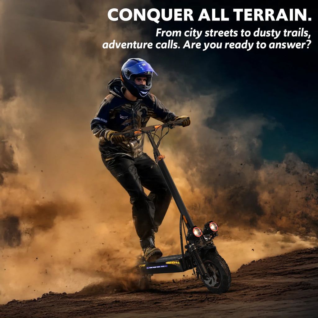 Off Road Electric Scooter, 1200W Motor, 25 Miles Range,11" All TerrainTire E Scooter for Adult, E-Scooter with Double Suspension &Side Light