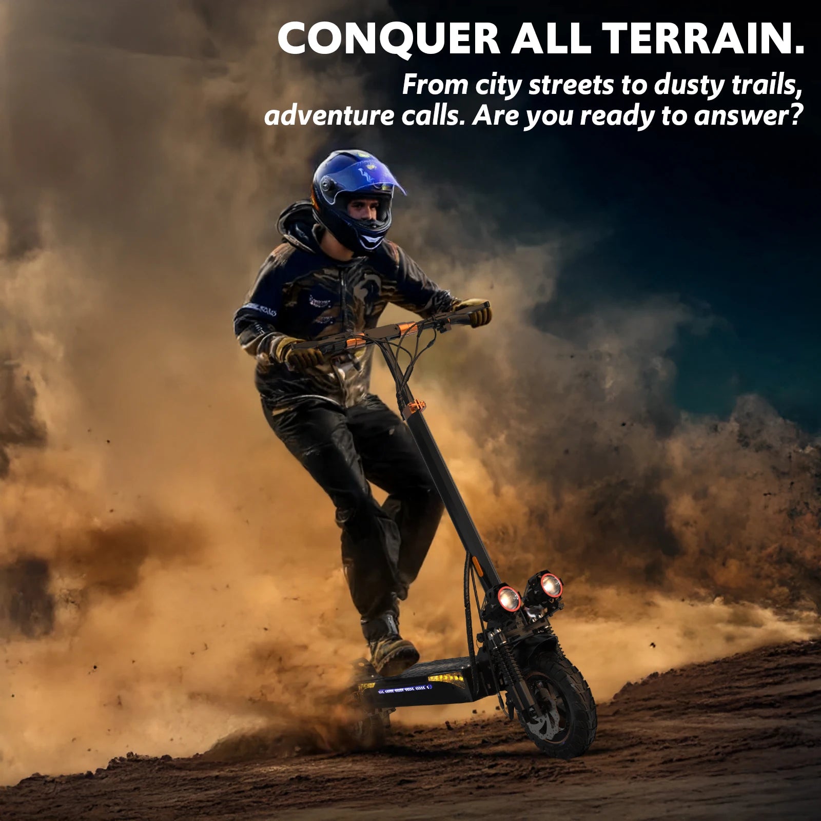 Off Road Electric Scooter, 1200W Motor, 25 Miles Range,11" All TerrainTire E Scooter for Adult, E-Scooter with Double Suspension &Side Light