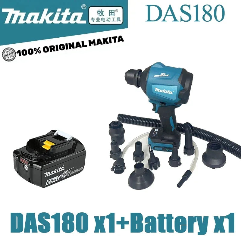 Makita Dust Blower DAS180 18V LXT Cordless Brushless 150m/s 2.8N with Nozzle Multifunction Dusting Machine Inflator Tool