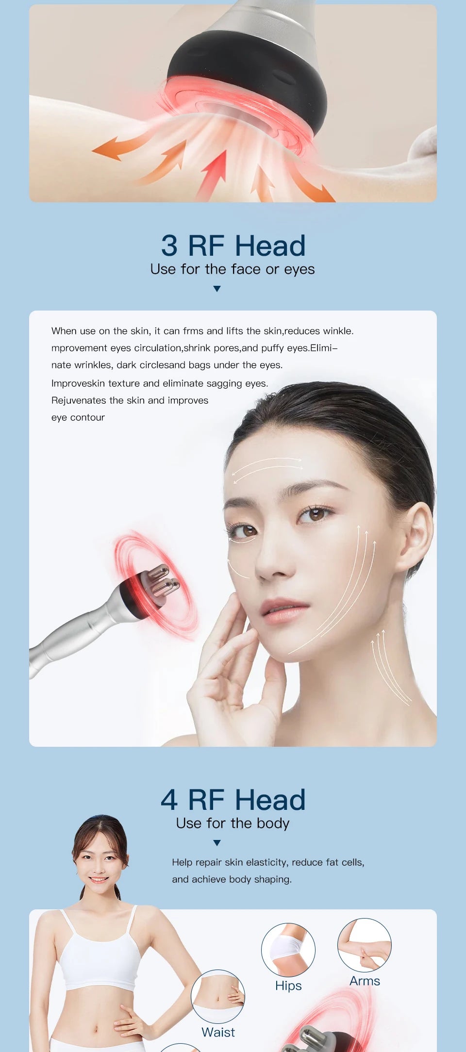 40K Cavitation Machine 3/4-1 Ultrasonic RF Body Shaping Lose Weight Multipolar Slimming Facial Skin Tightening Lifting Device