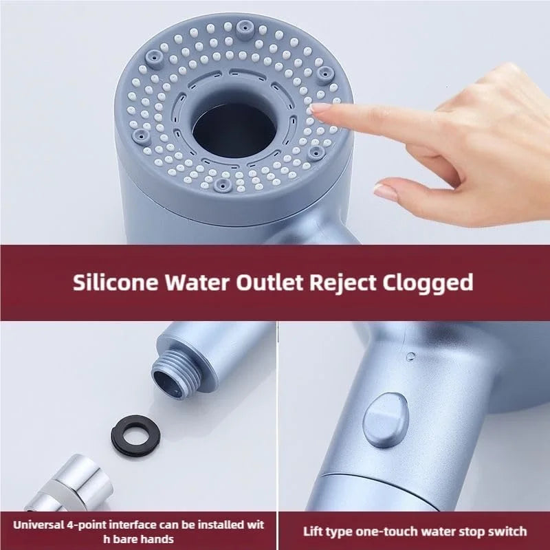 New 5 Speed Adjustment Showerhead High Pressure Shower Head One-Key Stop Handheld Shower Filter Showers for Bathroom Supplies