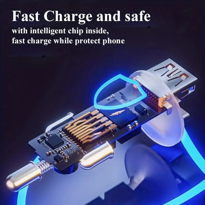 Metal USB C Car Charger with Spring Cable Super Fast Charging Adapter 12V for iPhone 15 14 13 Samsung OPPO VIVO Huawei Oneplus