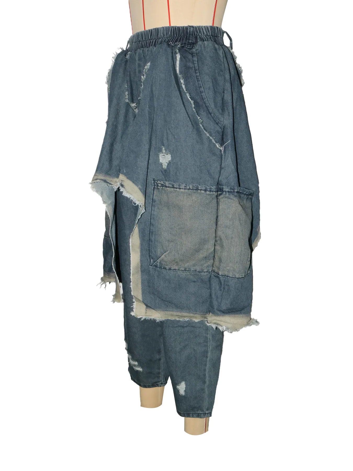 New Vintage Distressed Frayed Ripped Jeans Women's Fashion Loose Harem Pants Casual Hip Hop Streetwear Denim Trousers for Women
