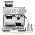 20 Bar Stainless Steel Espresso Machine With Grinder & Milk Frother 2.8L Removable Tank Adjustable Shot Volume For Home Office