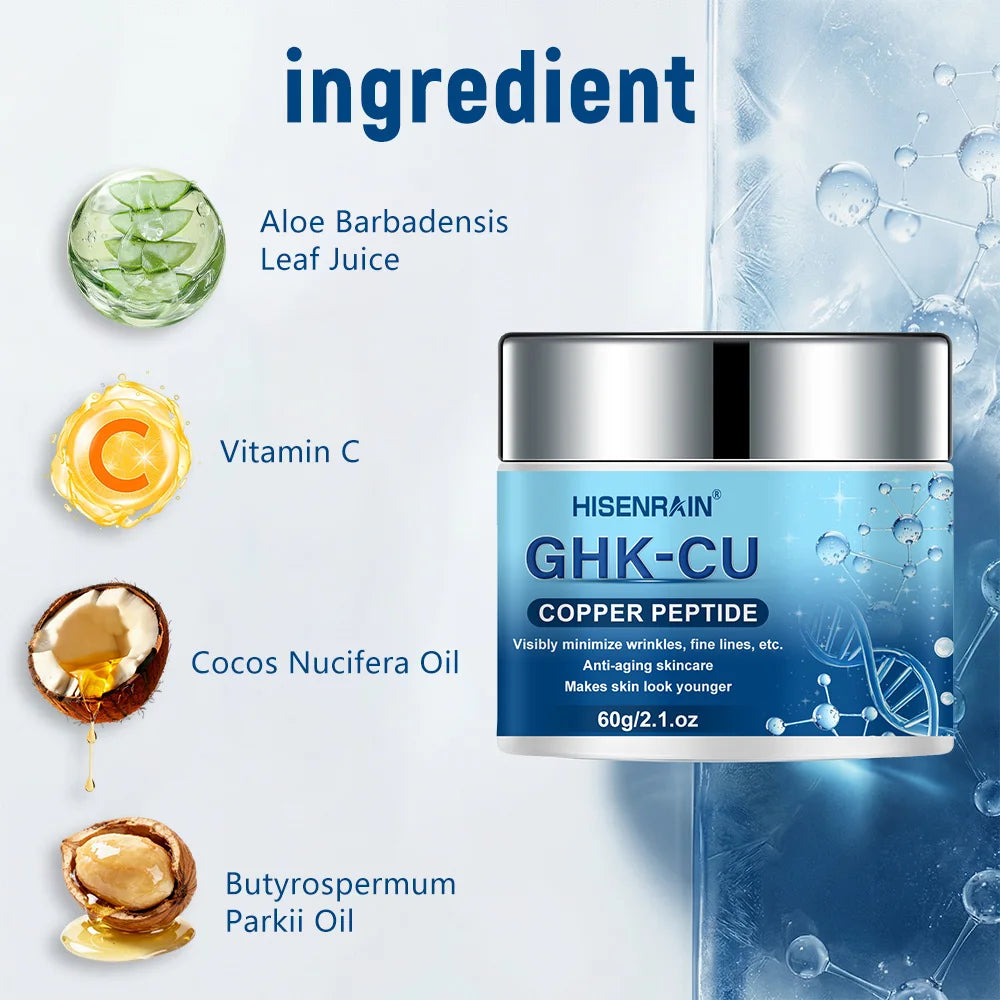 HISENRAIN GHK-CU Anti-Aging Moisturizing Cream - Copper Peptide Firming Face Cream for Wrinkles, Collagen Boost & Skin Repair.