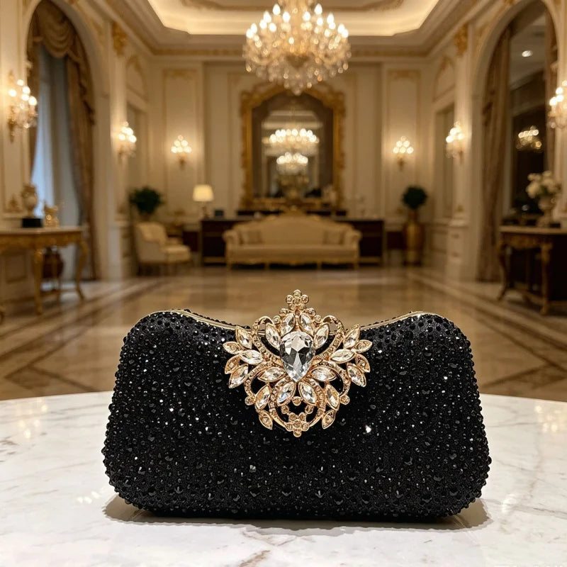 Luxurious Rhinestone Elegant Rhinestone Clasp Clutch Bag Women's Fashionable Elegant Evening Clutch Bag