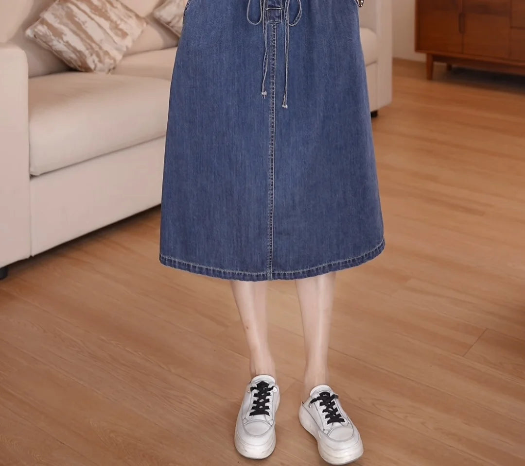 Denim Dress For women Summer 2026 New Female Single Breasted Short sleeved Slim Temperament Casual Dresses With pockets