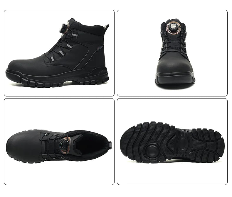 Size 47 48 Winter Work Safety Boots Men Steel Toe Work Shoes Rotating Button Waterproof Protective Men Safety Shoes Footwear