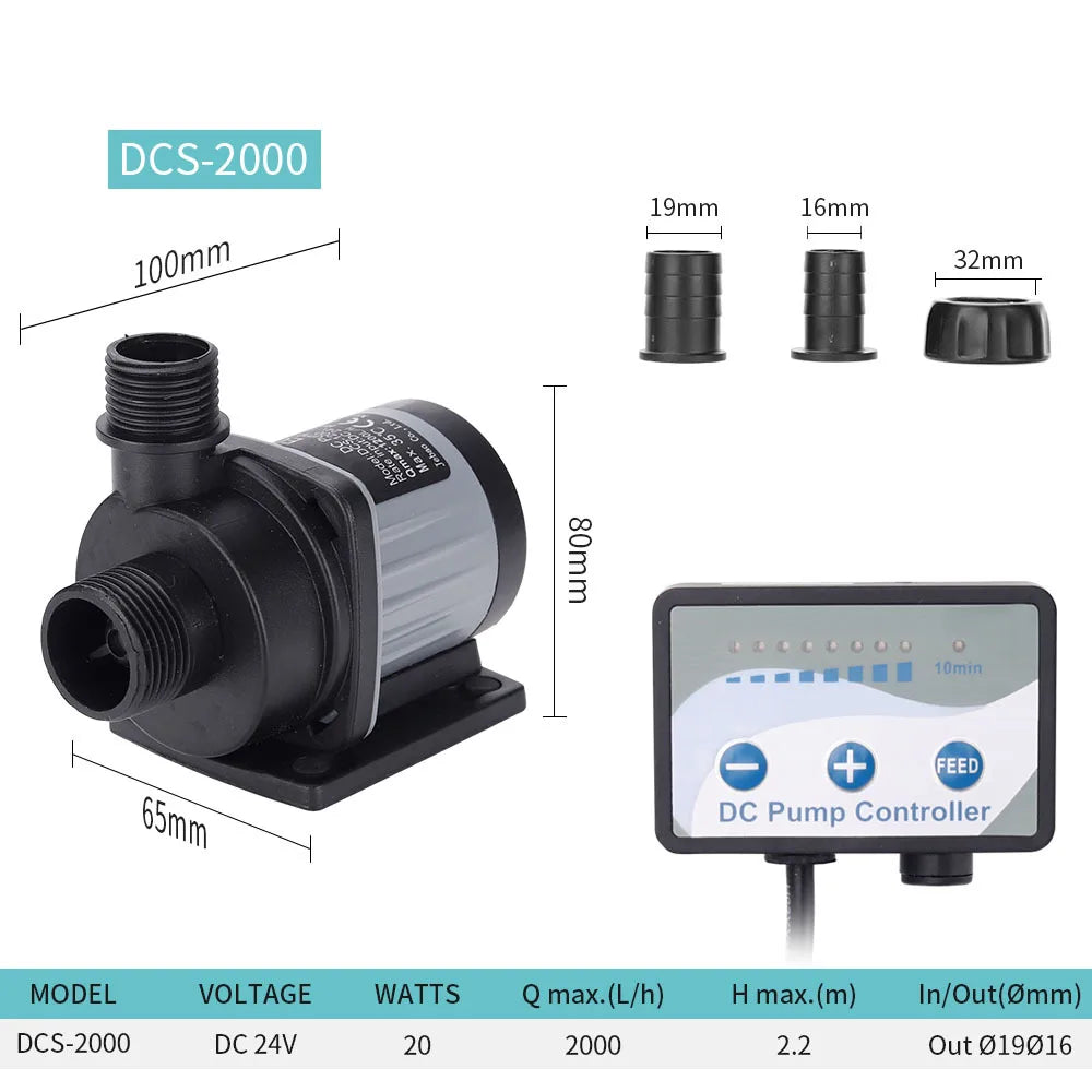 DC Series Frequency Conversion Water Pump Submersible Pump with Adjustable Flow for Fish Tank Silent Energy-saving Pump DC24V