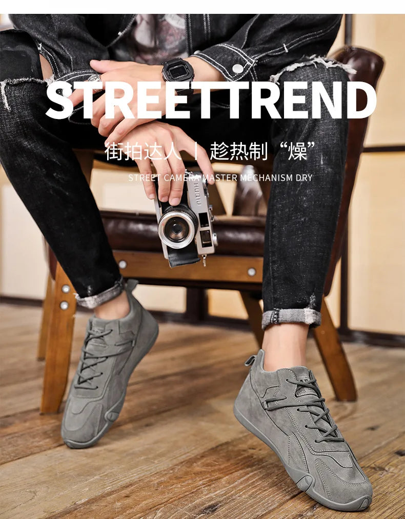 Men's Shoes New Fashion Breathable Non-slip Wear-resistant Outdoor Casual Mid-Top Lace-Up Sneakers