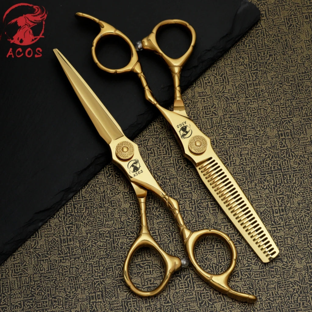 ACOS Professional Barbershop Scissors Set 440C Steel 6-inch Hair Thinning Clippers for Household Barber Tools