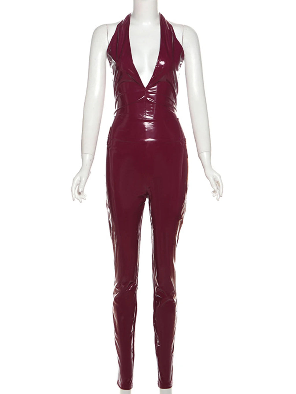 Sexy backless black PU leather jumpsuit women pants summer body romper jumpsuit woman elegant jumpsuits leggings club outfits