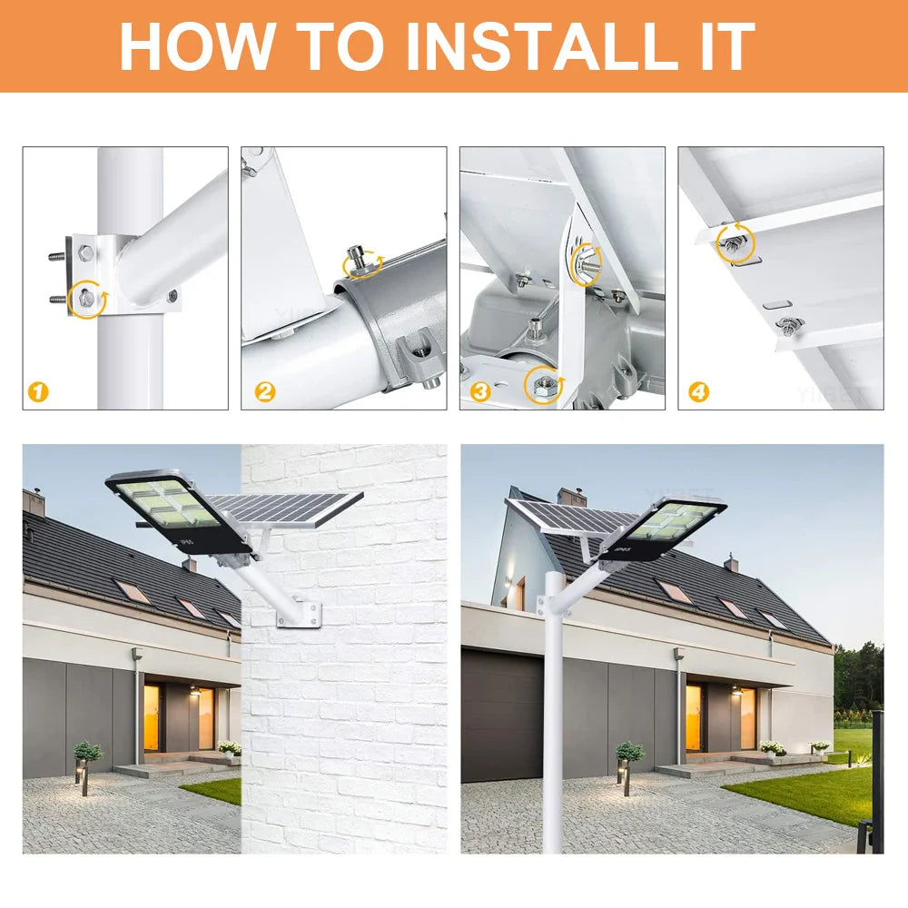 Upgrade Solar Street Light Outdoor Garden Courtyard Led Lamp Backyard Street Lamps Security Flood Lighting Remote Control  Pole