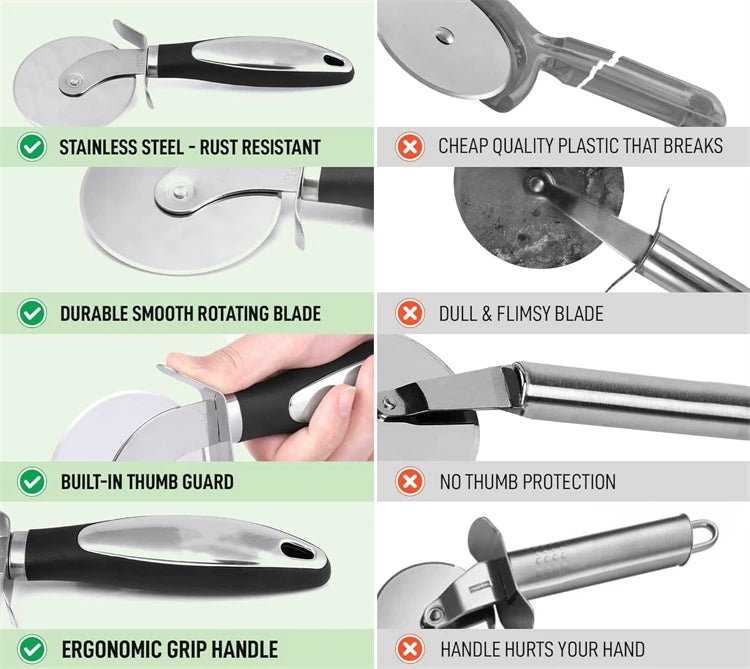 Premium Pizza Cutter Stainless Steel Pizza Cutter Wheel Super Sharp Pizza Slicer with Non-Slip Handle Kitchen Gadgets JT542