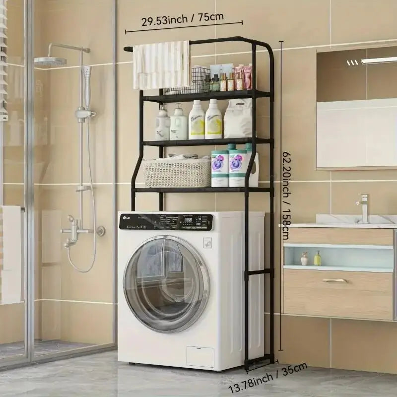 3 Layer Bathroom Toilet Storage Rack Multi Layer Metal Shelf with Toilet Paper Holder for Balcony Washing Machine Organizer