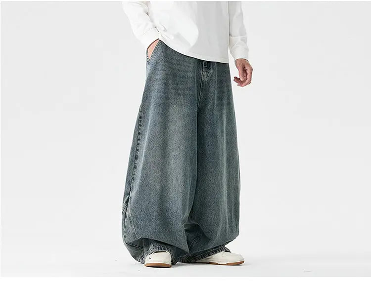 Streetwear Men Wide Leg Denim Pants Harajuku Baggy Jeans Male Casual Oversized Jean Trousers Men Fashion Large Size 5XL