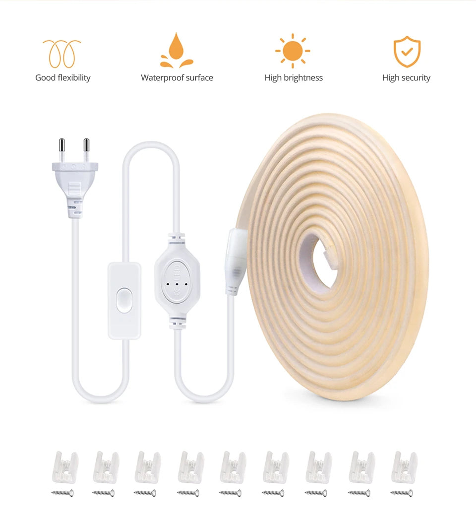 288 LEDs/m IP67 Waterproof AC110V/220V COB LED Strip Light EU/US Plug for Home Hotel Theater Outdoor Advertising Sign Decoration