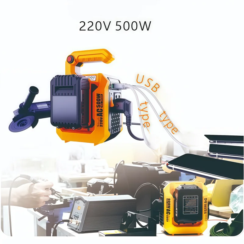 Pure Sine Wave Inverter DC To AC 220V Voltage Converter 500W Power Solar Car Inverters With LED light For Dewalt 20V battery