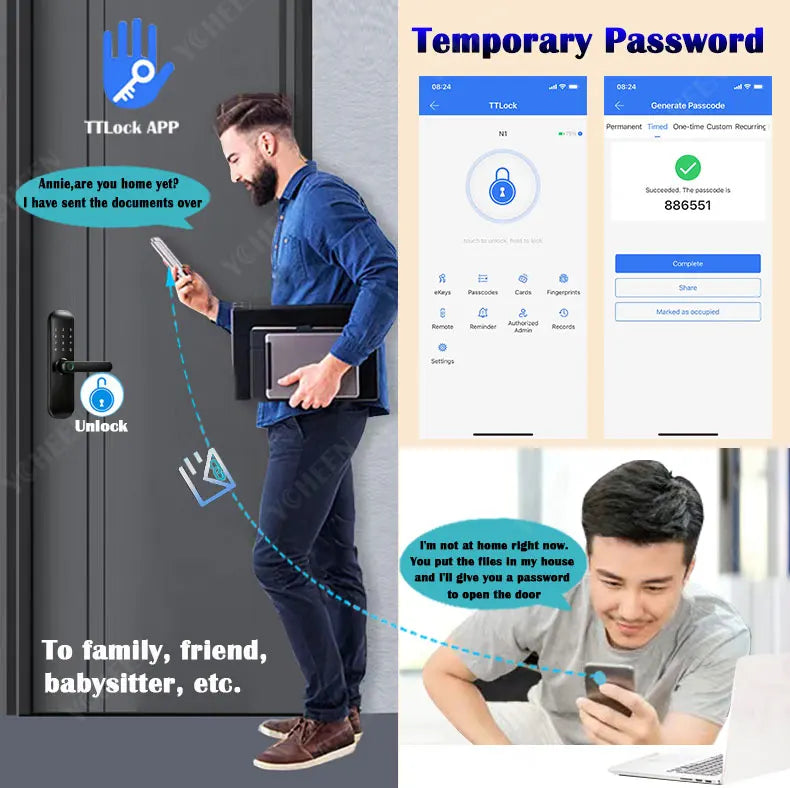 TTLock / Tuya WiFi Smart Fingerprint Door Lock Biometric Digital Lock with RFID Card Password for Hotel Home
