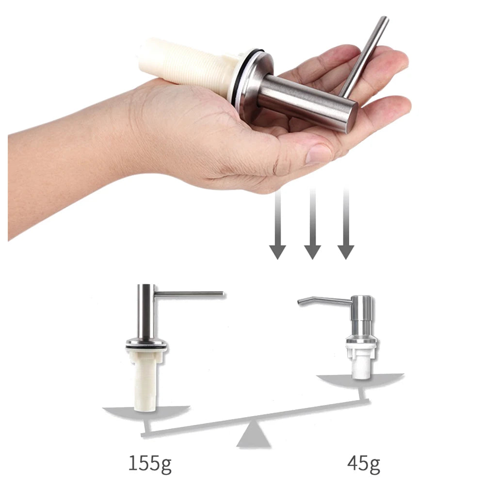 Slim Metal Head Liquid Soap Dispenser Kitchen Sink Bathroom Under Counter Lotion Holder Pump Dish Wash Detergent Silicone Tube