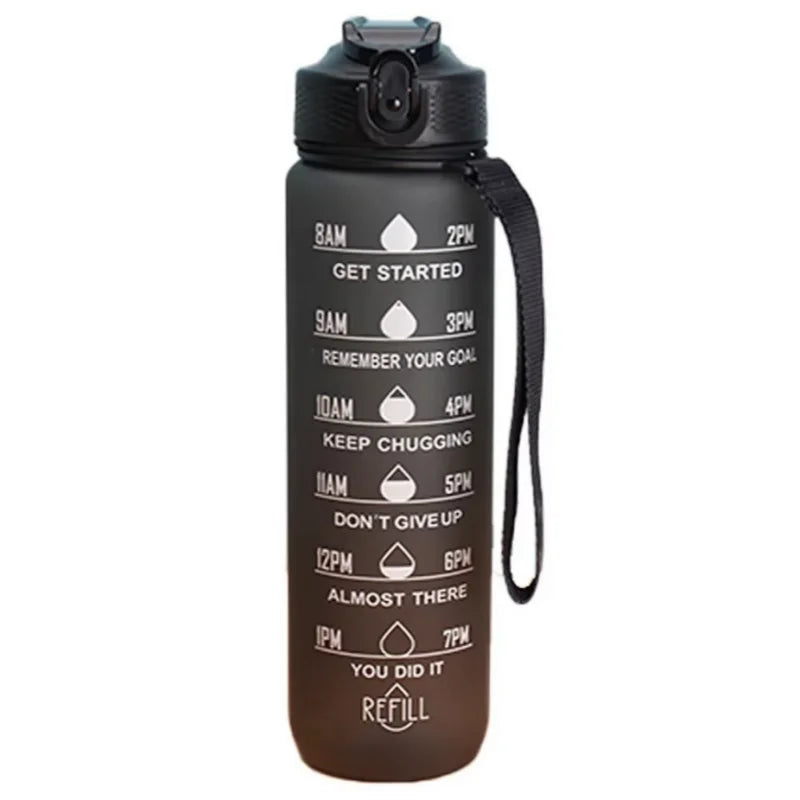 1000ML Sports Bottle Gradient Color Water Bottle with Time Scale Portable Outdoor Sport Drinking Cup Cycling Camp Water Cup