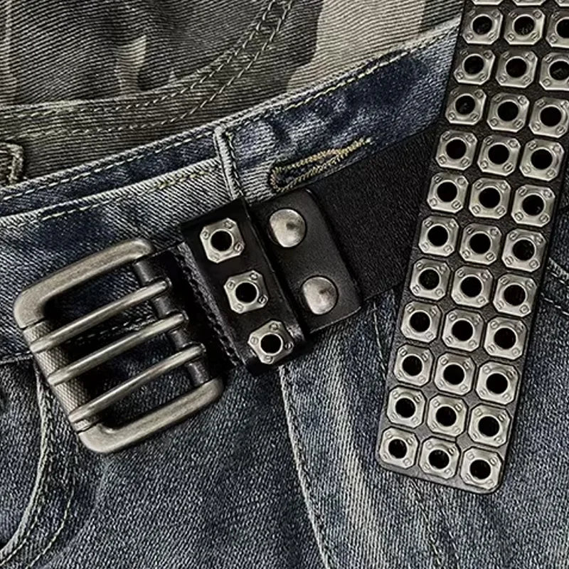 High Quality Hollow Rivet Designer Belt For Men And Women Gothic Accessories personality Punk Style Ideal choice for Gift  Jeans
