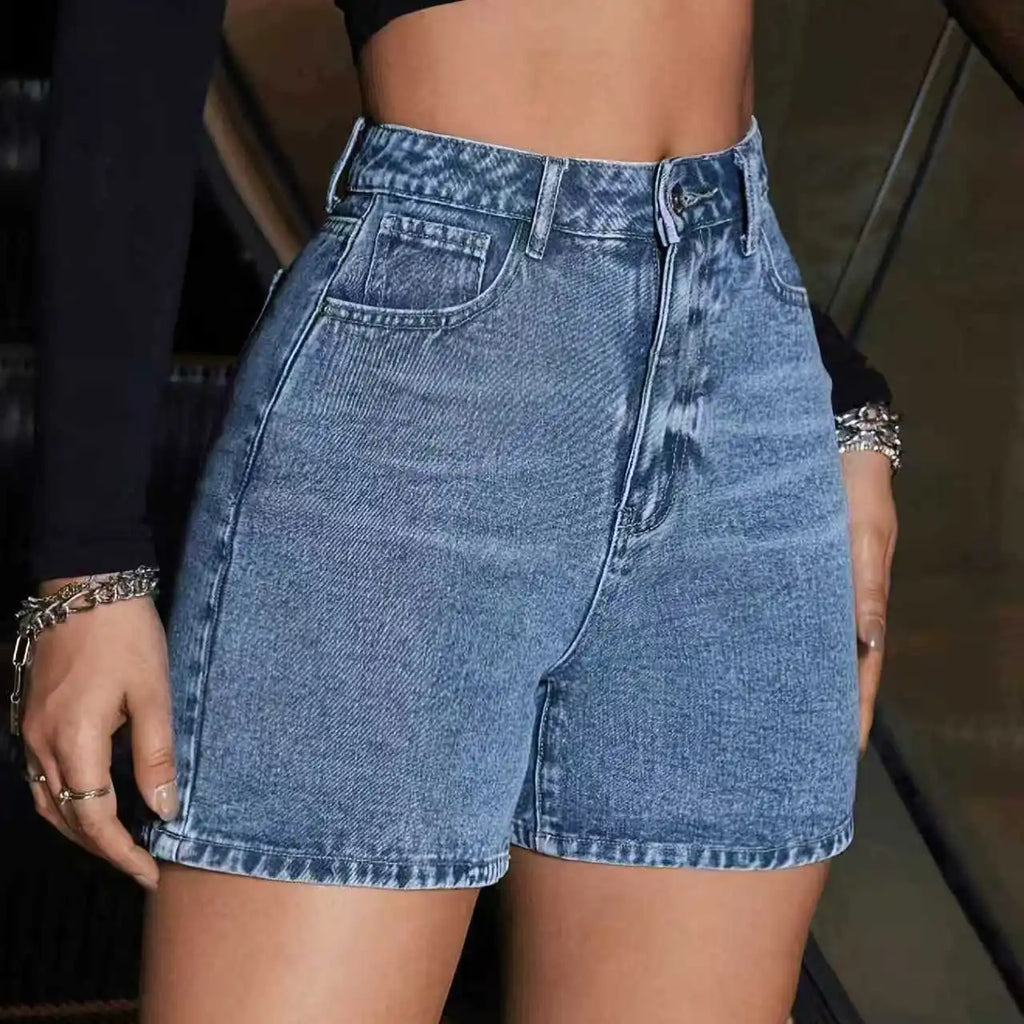 2026 Fashion Y2K Casual Shorts with Pockets Women High Waist Denim Vintage Washed Jeans Shorts Street Style Summer Daily Pants