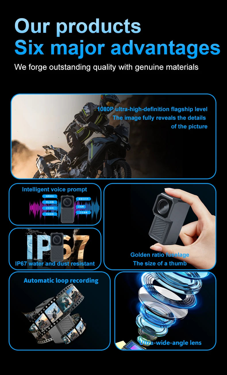 Dual 1080P UHD Wireless Motorcycle DVR Full Body 30FPS Waterproof Moto Dash Wifi GPS Cam Front Rear 150° Driving Video Recorder