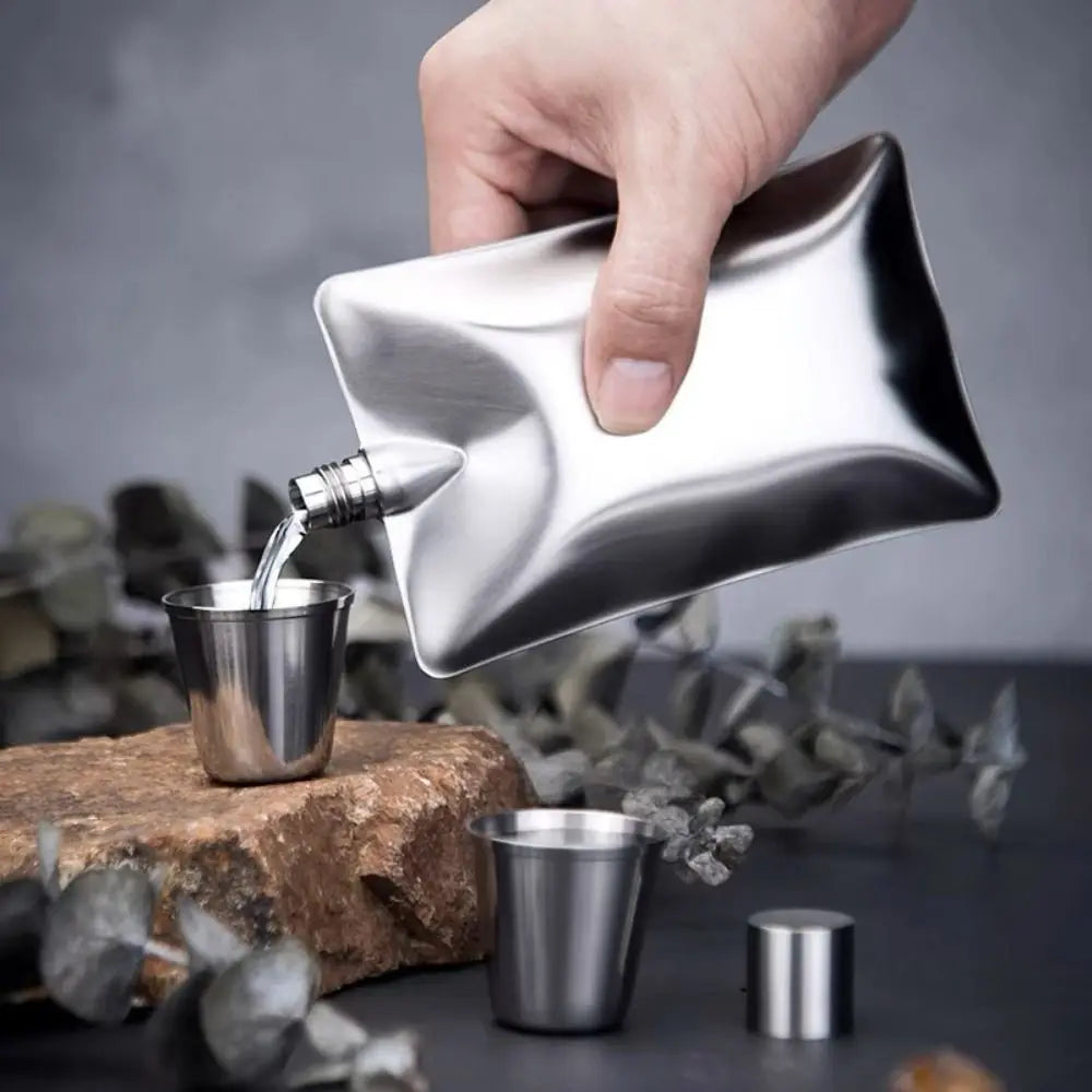 Minimalist Stainless Steel Liquor Bottle 6oz Capacity Irregular Wine Pot Portable Multipurpose Whisky Flask Home Use