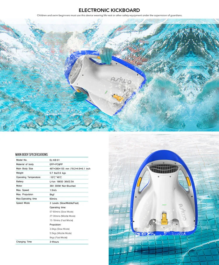 Swimming Kickboard Electirc, Swim Training Kickboard 3 Speed Water Sports Swimming Pool Board for Adults Kids