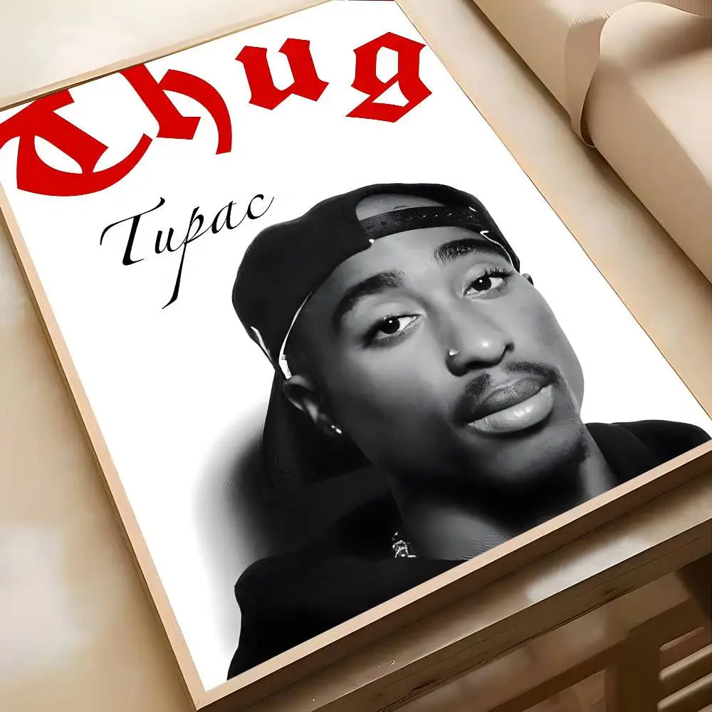 Hip Hop Singer 2-2Pac-MT Tupac Shakur Poster Art painting poster with prints Home bedroom living room decoration gift