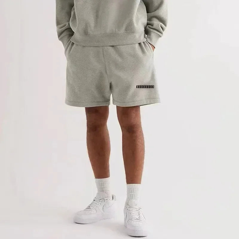 Fashion Double Line Matching Set Men's Drawstring Pants Luxury Design Plush Letter Pants High Street Couple Oversized Pants Set