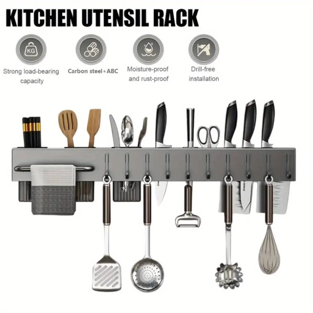 Kitchen Organizer Knife Rack Storage Box Household Knife Rack Spoon & Chopstick Holder No Hole Required Hanging Storage Box