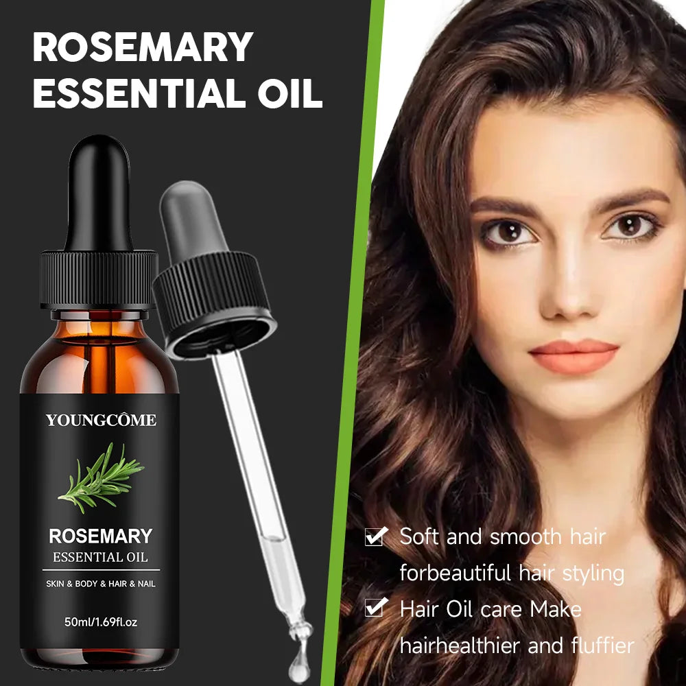 Rosemary Essential Oil Pure Natural Hair Growth Scalp Treatment Anti-Frizz Strengthening Nourish Shiny Healthy Hair Care Product