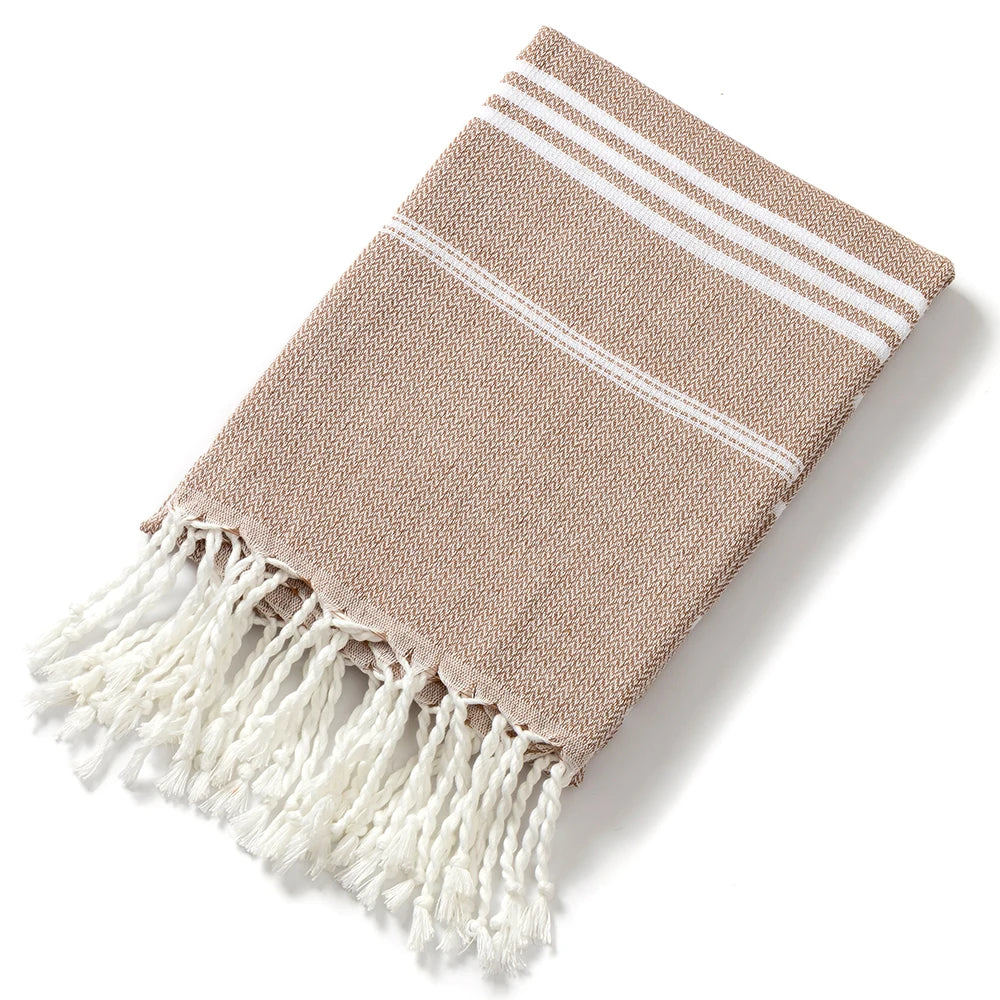 Holiday Towels with Tassel, Striped Bath Towels, Natural Turkish Beach Towel Set for Bathroom Pool Absorbent towels
