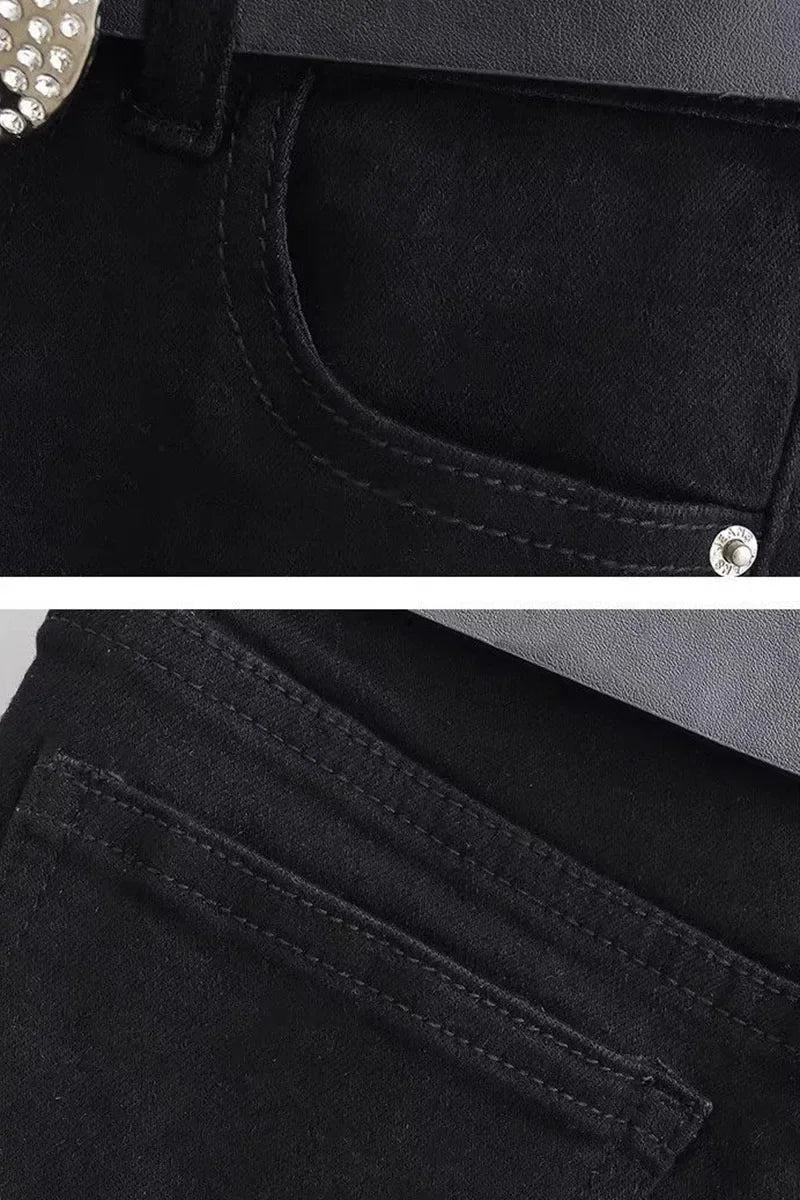 Summer Black Hot Shorts for Women Sexy Low Rise Y2K Gothic Tight Denim Short Pants Female Harajuku Streetwear Grunge Mini Shorts