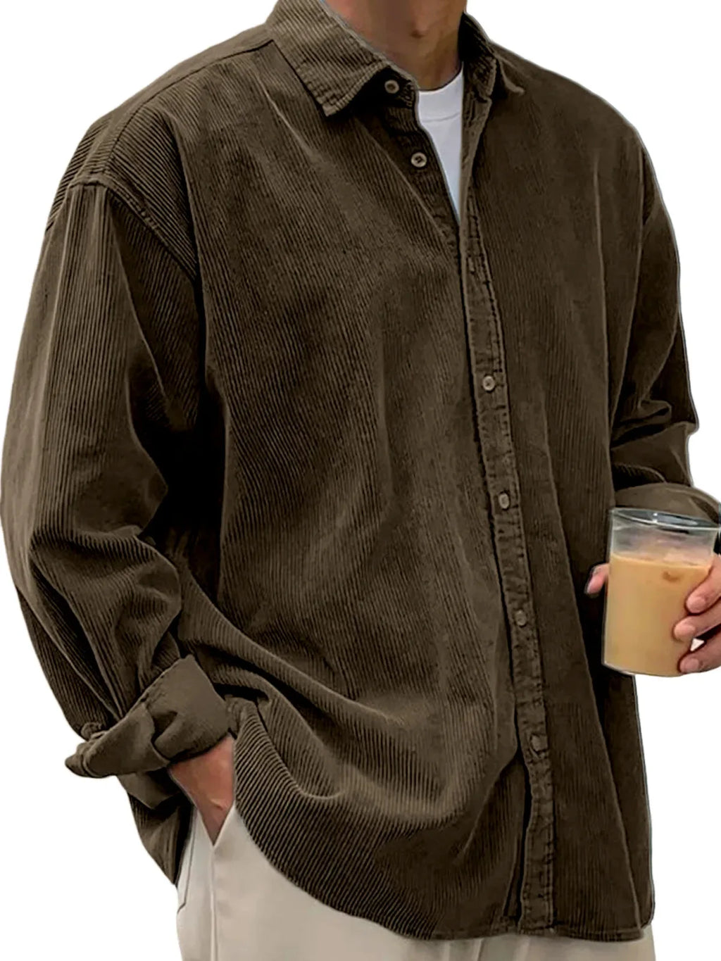 New Corduroy Shirt For Men Long-sleeved Trendy Casual Loose-fitting Thick Shirt/JacketFor Men, Suitable for Autumn and Winter