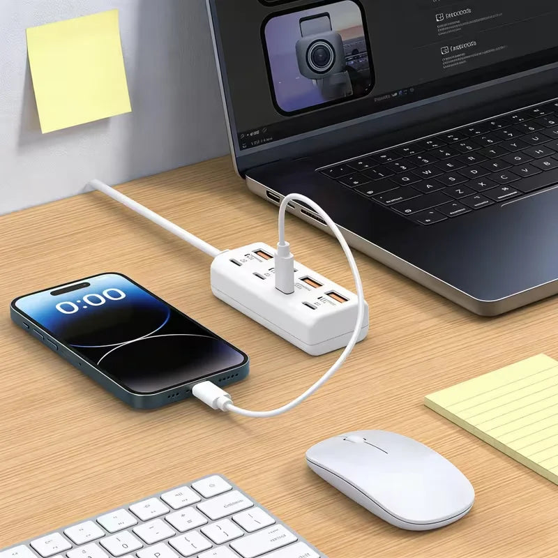 1/2 Piece USB Charging Port Adapter, 8-Port USB Charger with 25W 4C+4A Socket, Compatible with Laptops, Operating Voltage ≤36V,