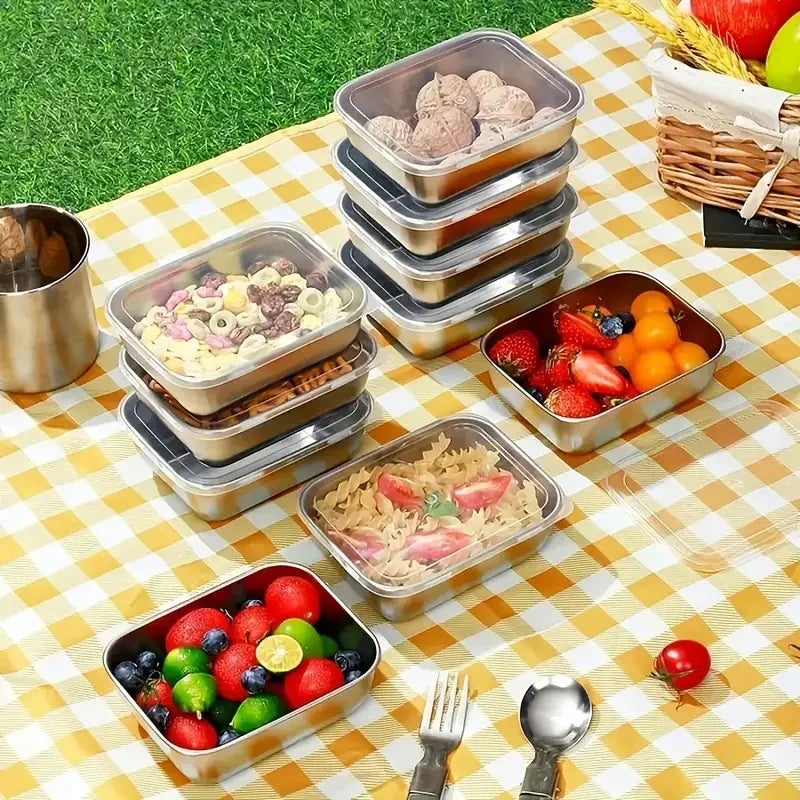 5pcs 316 Stainless Steel Food Storage Stackable Meal Boxes for Kitchen Fridge Lunch Ideal for Meal Prep Travel Kitchen Storage