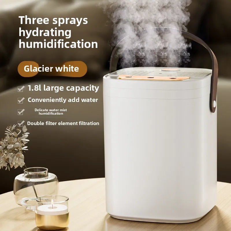 1.8L Large Capacity USB Three Nozzle Humidifier Household Air Humidifier with Aromatherapy Diffuser LED Night Light Spray Functi