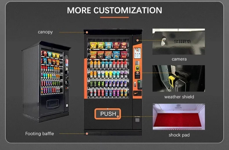 Vending Machine for Foods and Drinks 10 Inch Touch Screen Supports Card Cash and Coin Payment Popular in Europe and America