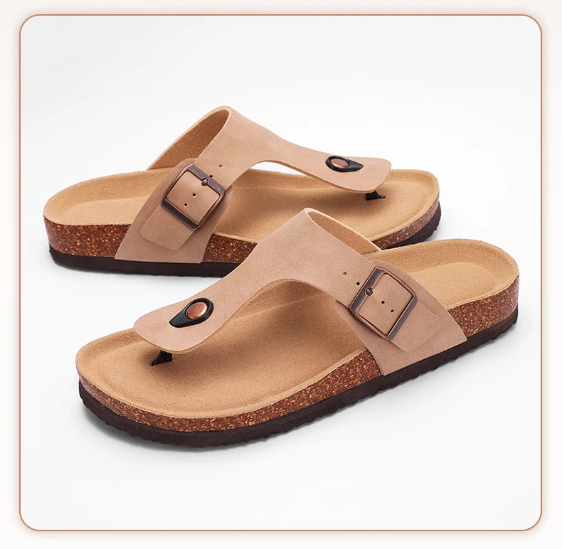 Crestar Womens Mens Sandals Fashion Adjustable Buckle Cork Footbed Slides Outdoor Beach Sliipers with Comfortable Arch Support