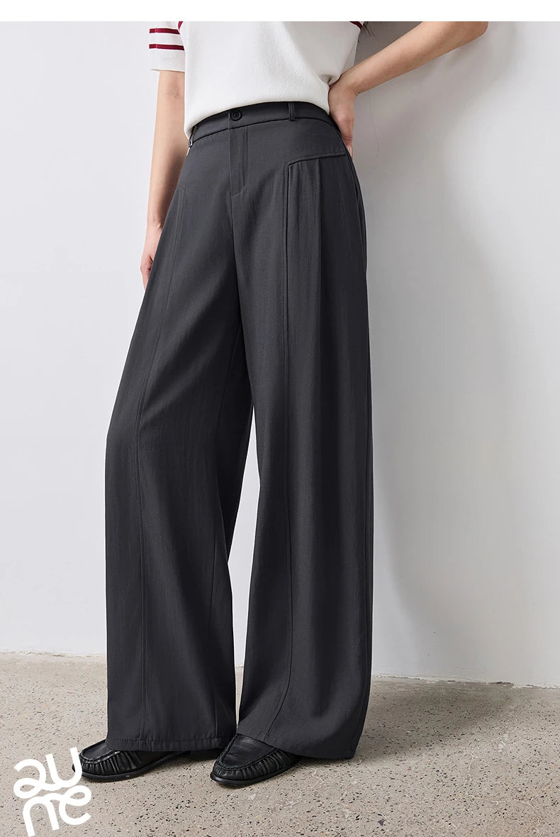 TOYOUTH Women Wide Leg Pants Summer 2026 Textured 3D Pleated Design Hip Covering Loose Breathable Comfortable Casual Daily Style