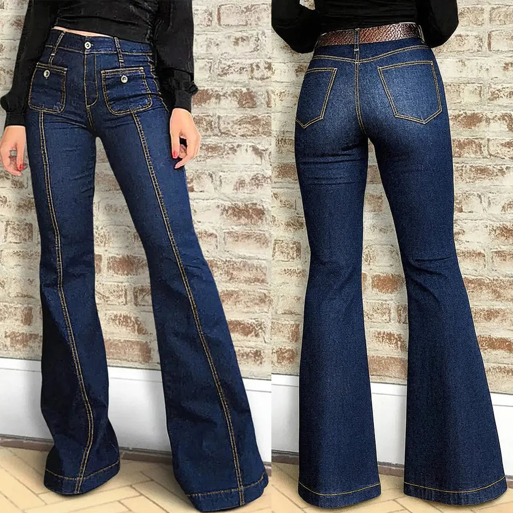 Women Y2k Streetwear Jeans Denim Pant Vintage Flare Pants Slim Fit High Waist Straight Trousers Elegant Splice Work Casual 2026