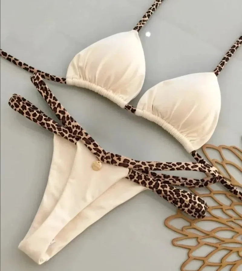 New Bikini Women Swimsuit Beach Vacation Swimwear Leopard Printed Sexy Bikini Set Beachwear Swimsuit Thong Bathing Suit Biquinis